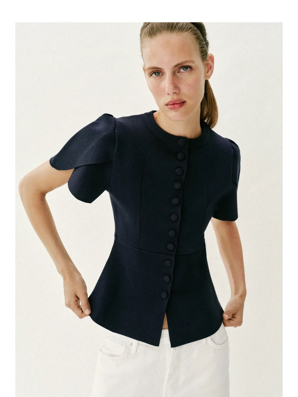 Zara tulip sleeve button front cardigan